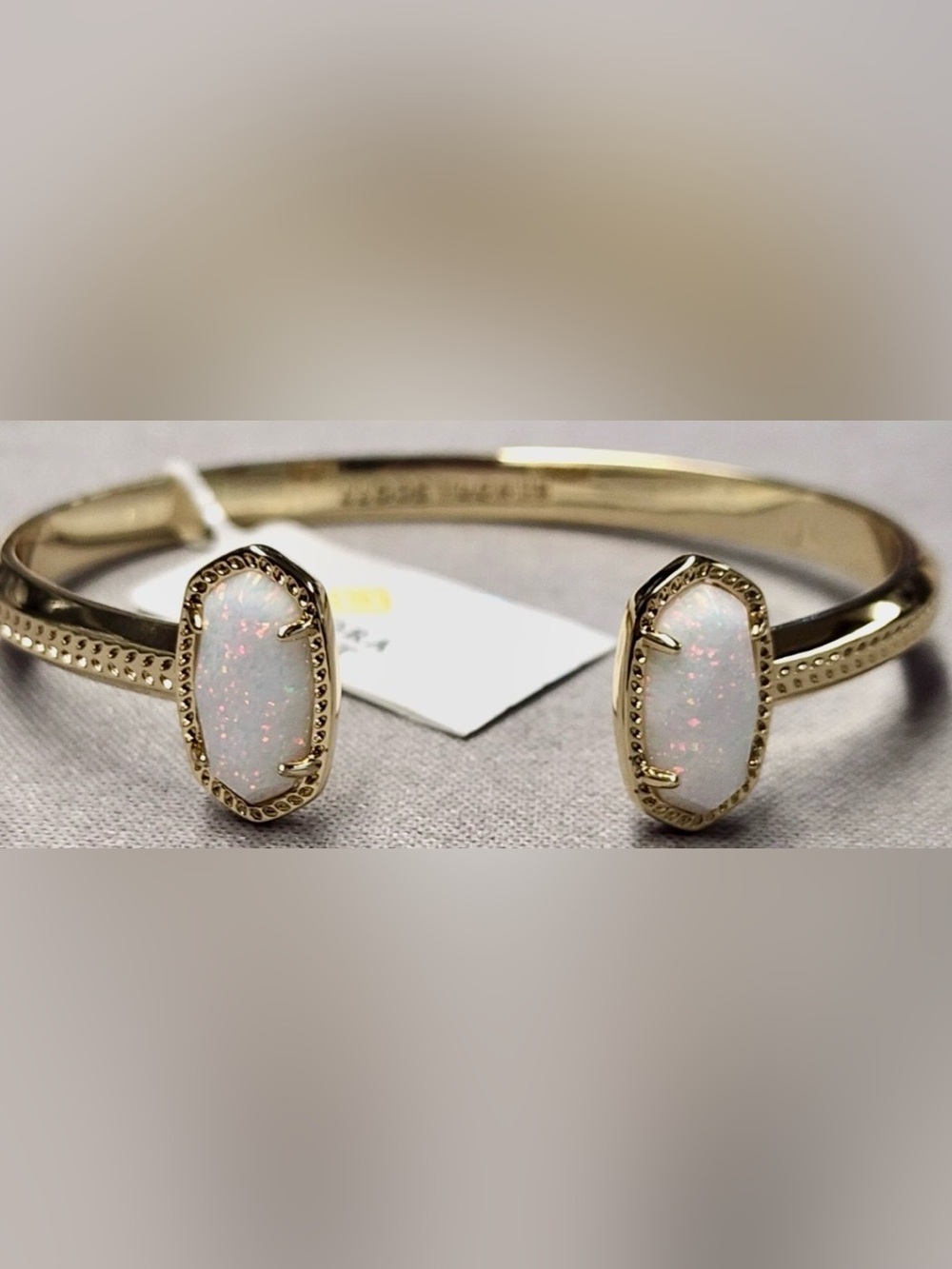 Kendra Scott Elton Gold Cuff Bracelet in White Lab Grown Opal